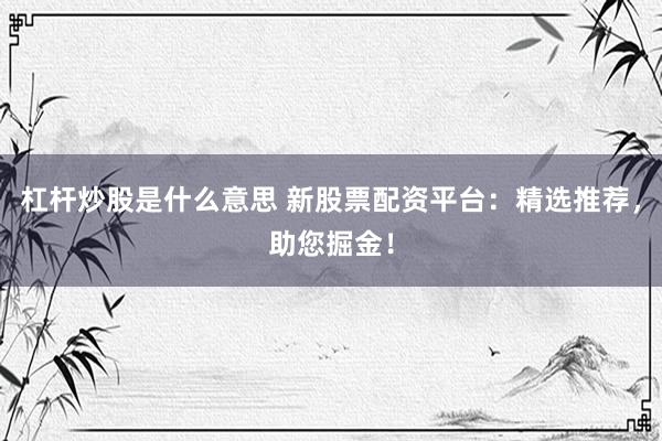杠杆炒股是什么意思 新股票配资平台：精选推荐，助您掘金！